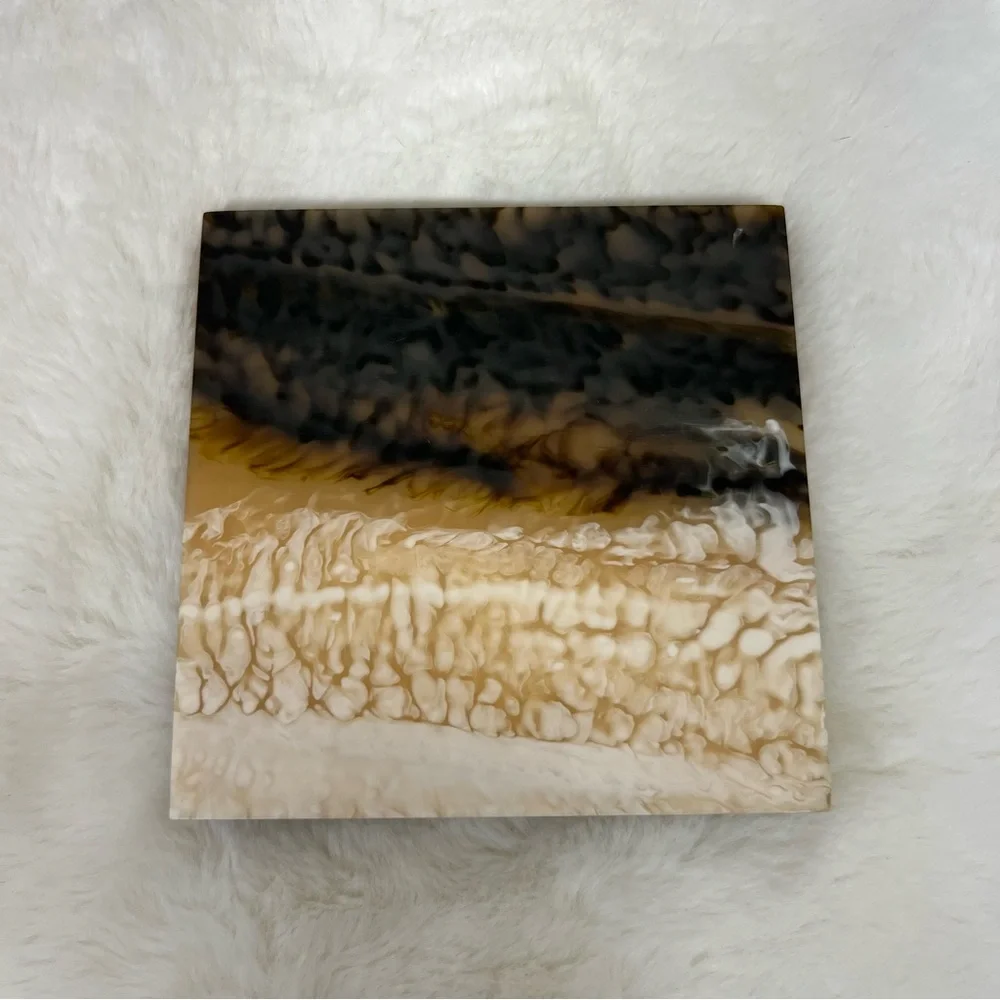 WEST ELM CORDAI SQUARE RESIN COASTERS SET OF 4 IN BROWN